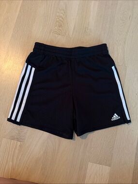 girls adidas Black Shorts with White Side Stripes